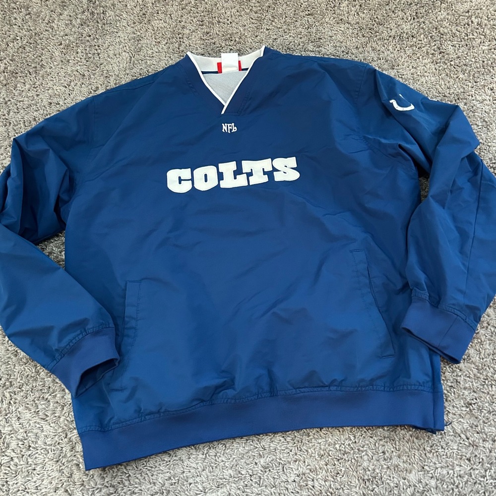 Vintage NFL Indianapolis Colts‎ Pullover Windbreaker Jacket Mens  L Blue V Neck